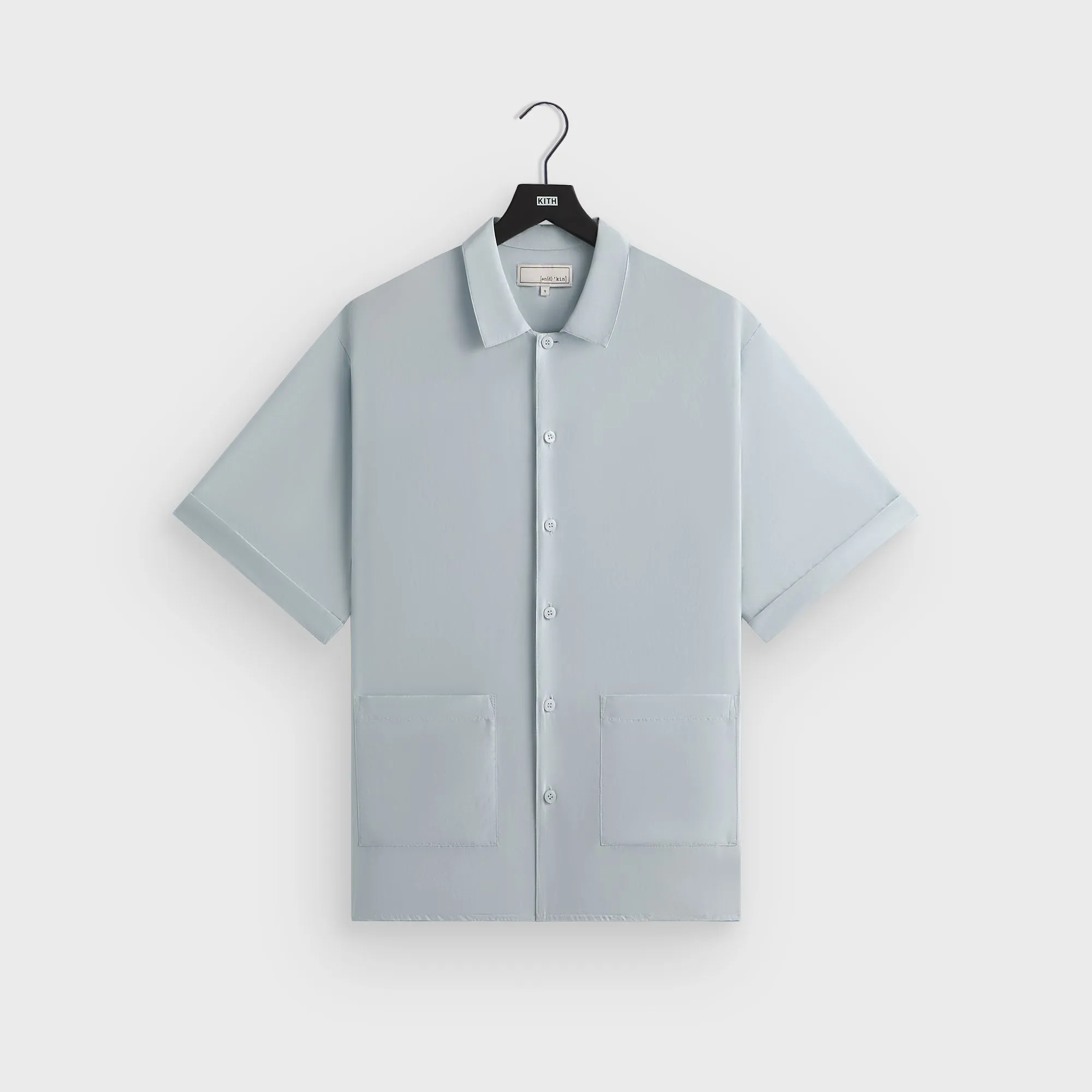 Winter Essentials &Kin Silk Habotai Short Sleeve Reade Shirt -  Light Indigo