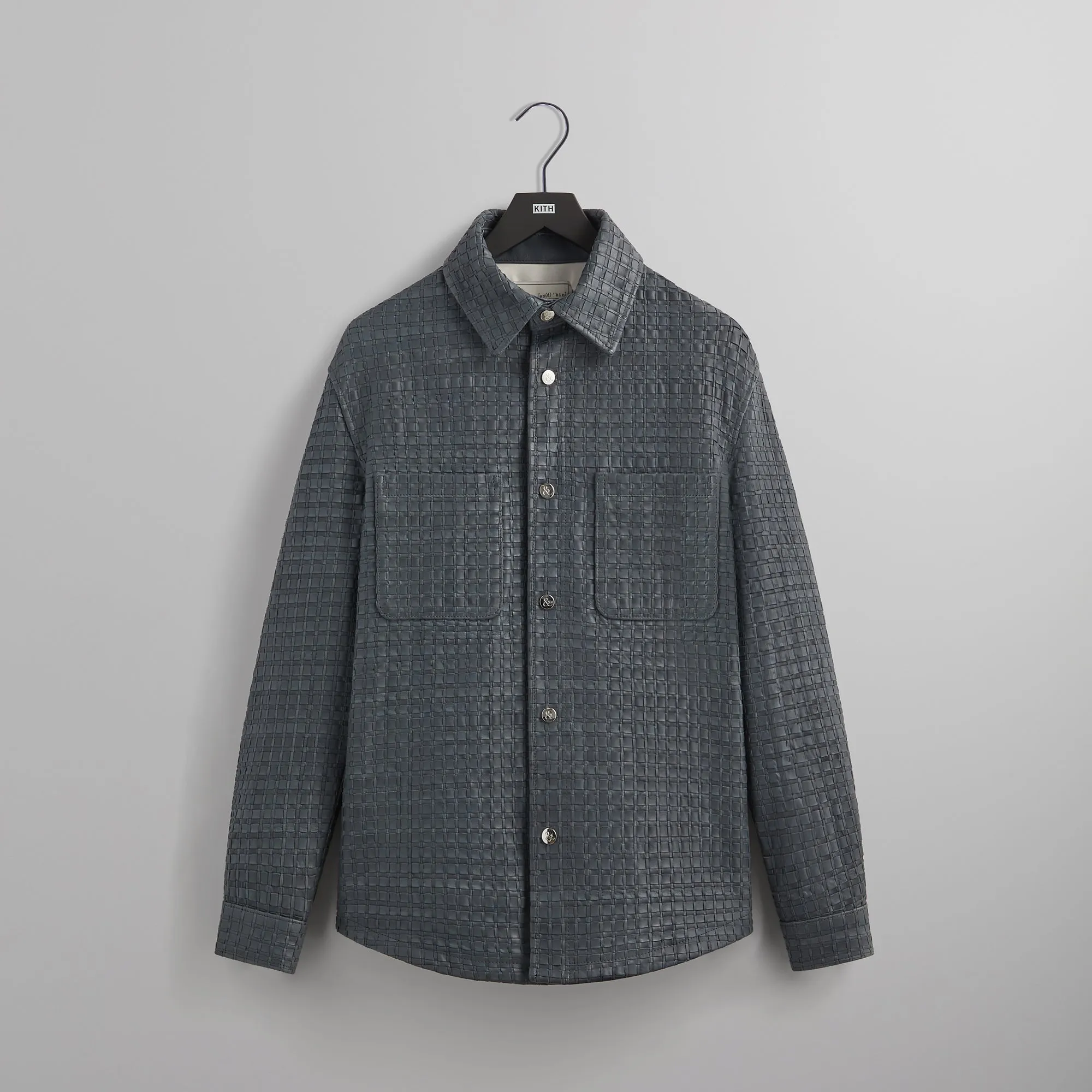 &Kin Woven Leather Apollo II Shirt - Machine Fashion Forward Geometric Pattern