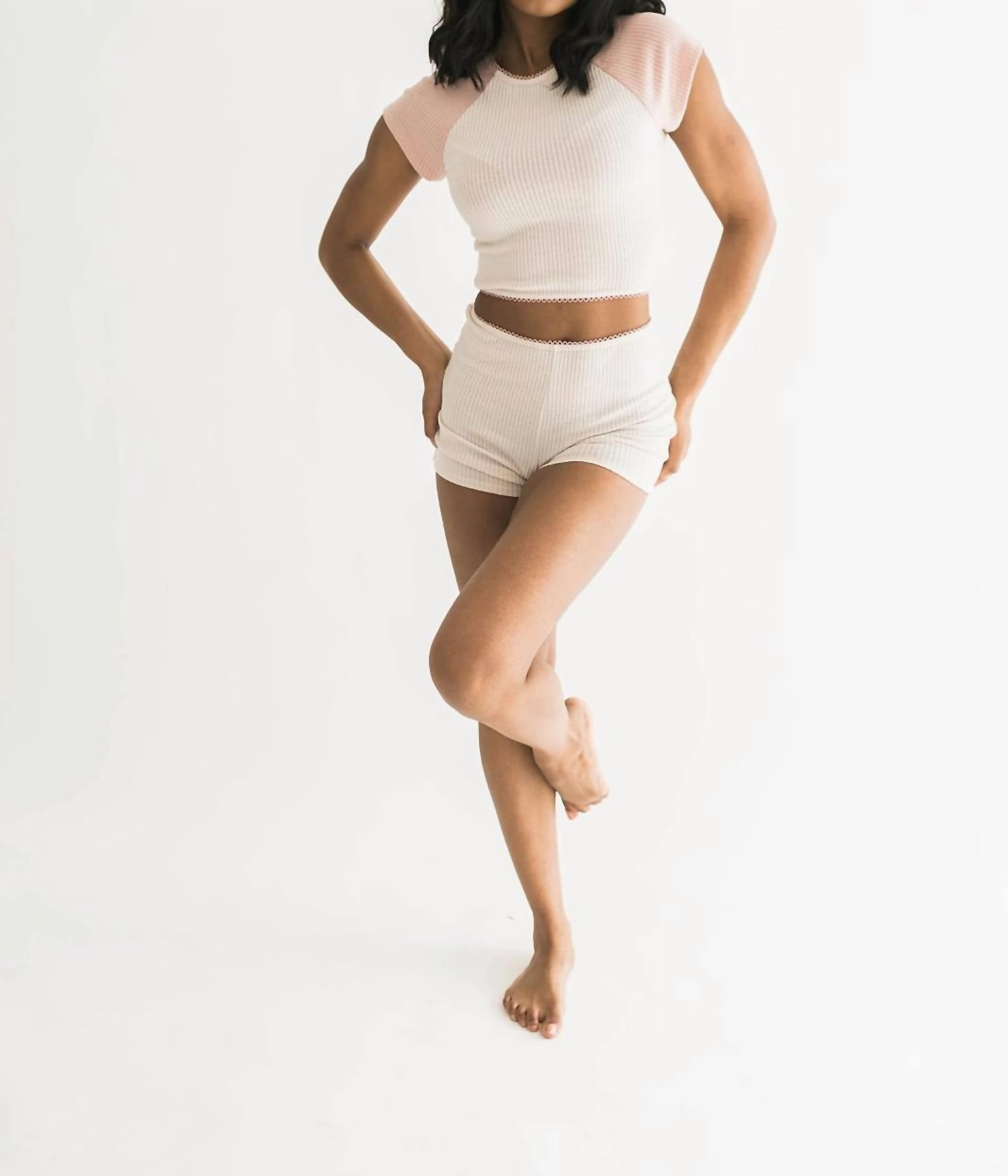 Tear Resistant Material Flatlock stitching Angelica Set In White