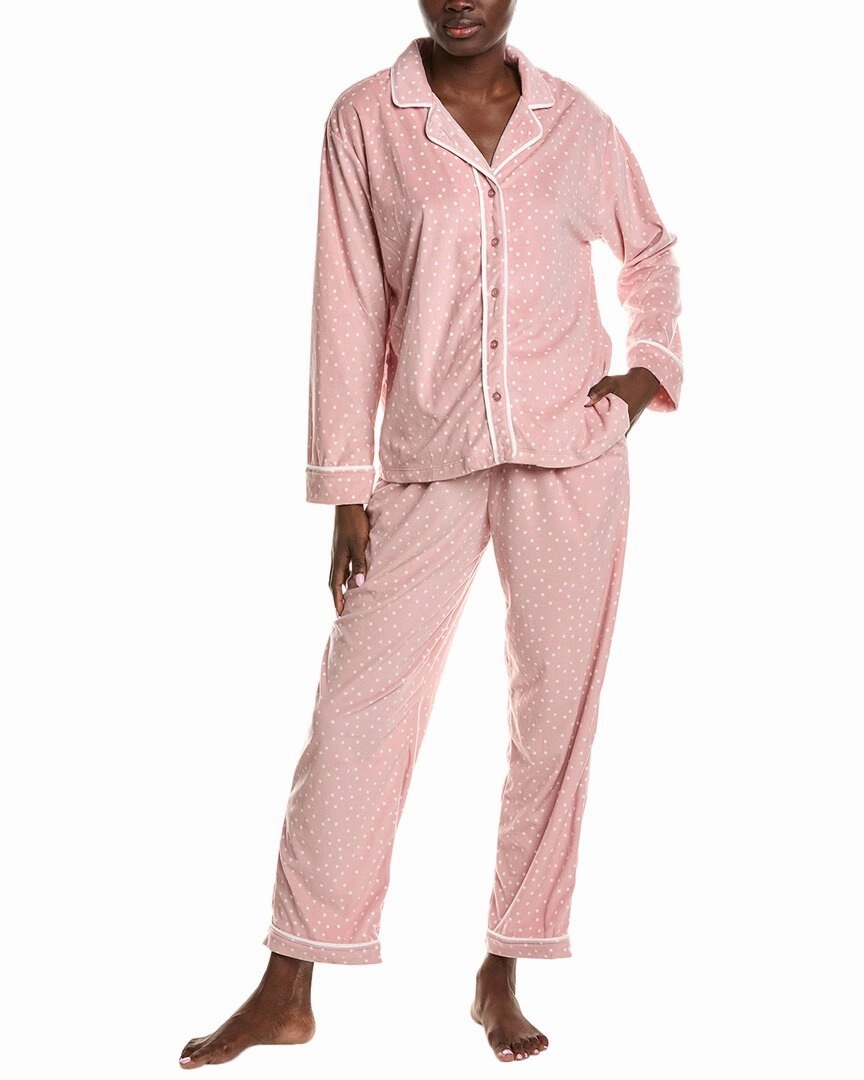 Breathable Mesh Panels Airflow Optimized Texture Anne Klein 2pc Shirt & Pant Pajama Set