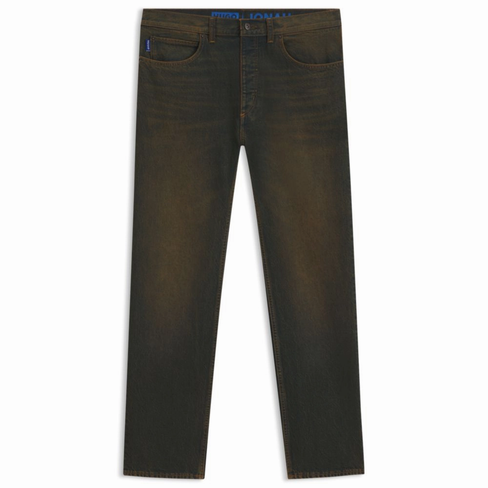 Regular-fit jeans in green-cast rigid denim Night Out Everyday Holiday Vibes Minimal Fit