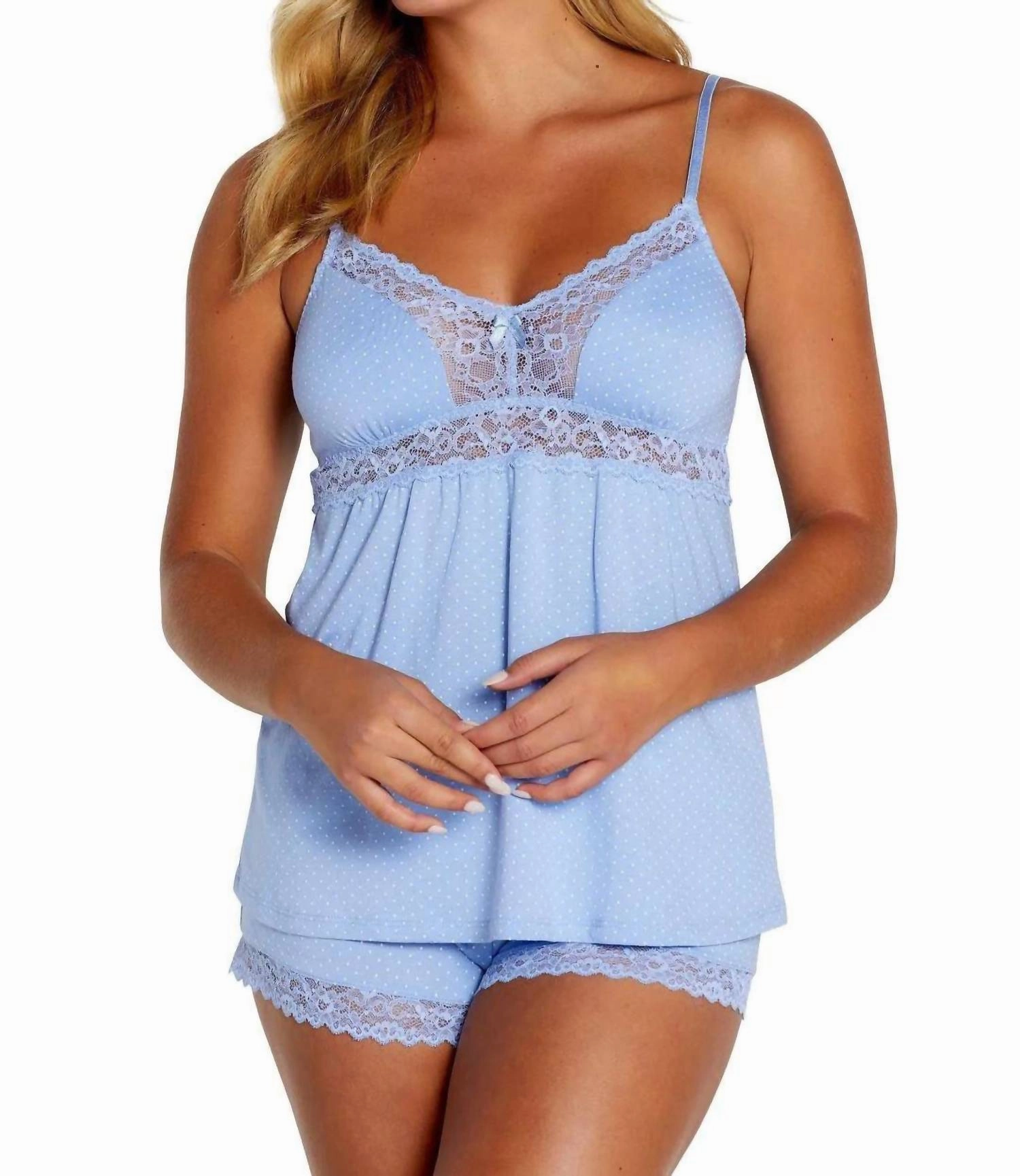 Eva Spaghetti Strap Camisole, Boxer Pajama Set In White Polka Dot Smooth zipper closure Odor Control Treatment