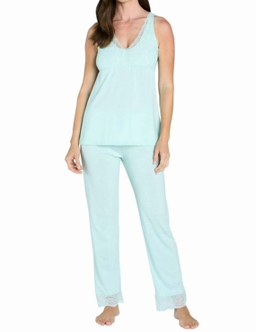 Leslie Tank Camisole Pajama Set In Misty Jade MoistureWicking Technology Unisex Sizing