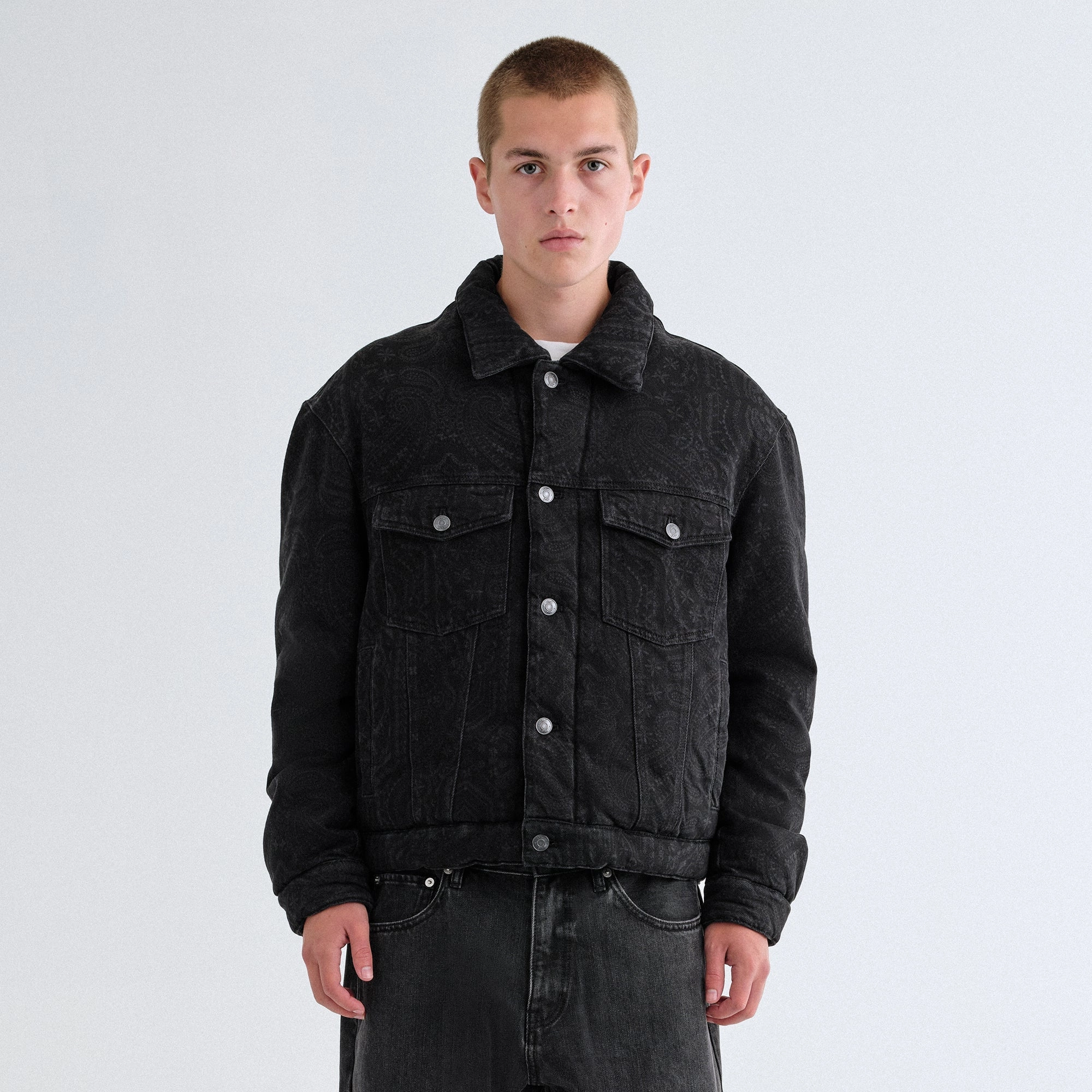 Vegan Safe Kith Puffed Jase Denim Jacket - Black