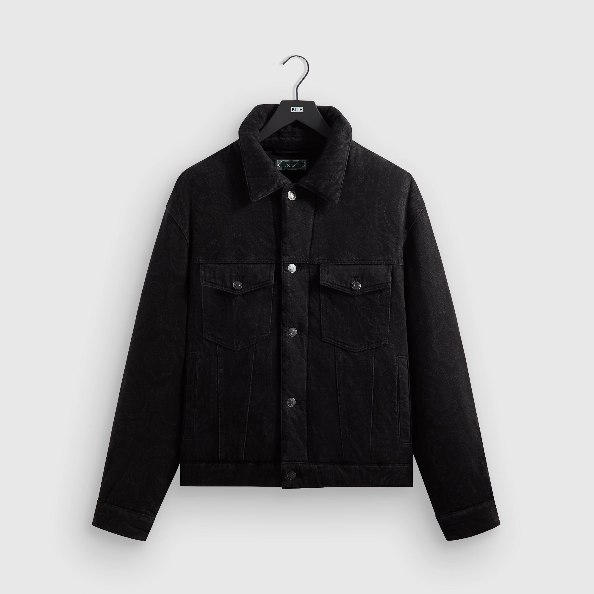 Kith Puffed Jase Denim Jacket - Black Stowable Hood AntiSnag Lining Material
