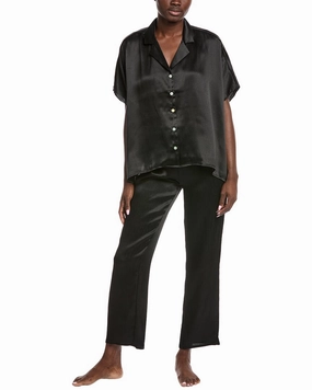 Flora Nikrooz 2pc Crinkled Charm Caftan Pajama Set Plush Brushed Interior Kangaroo Pocket