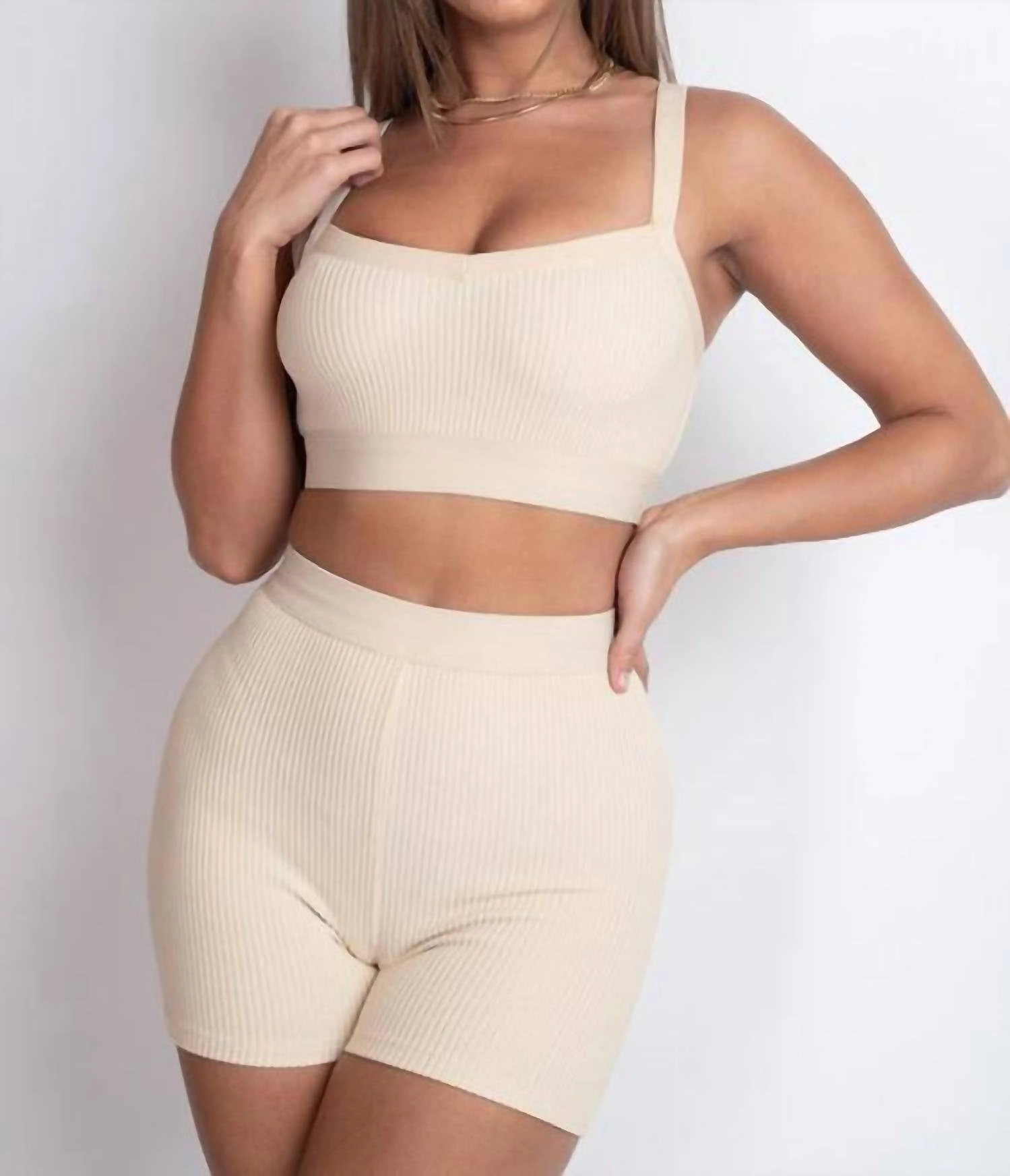 Hourglass Short Set In Nude Lightweight Material