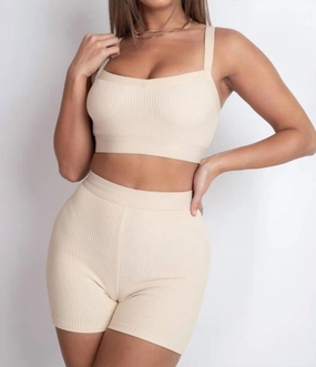 Hourglass Short Set In Nude Lightweight Material