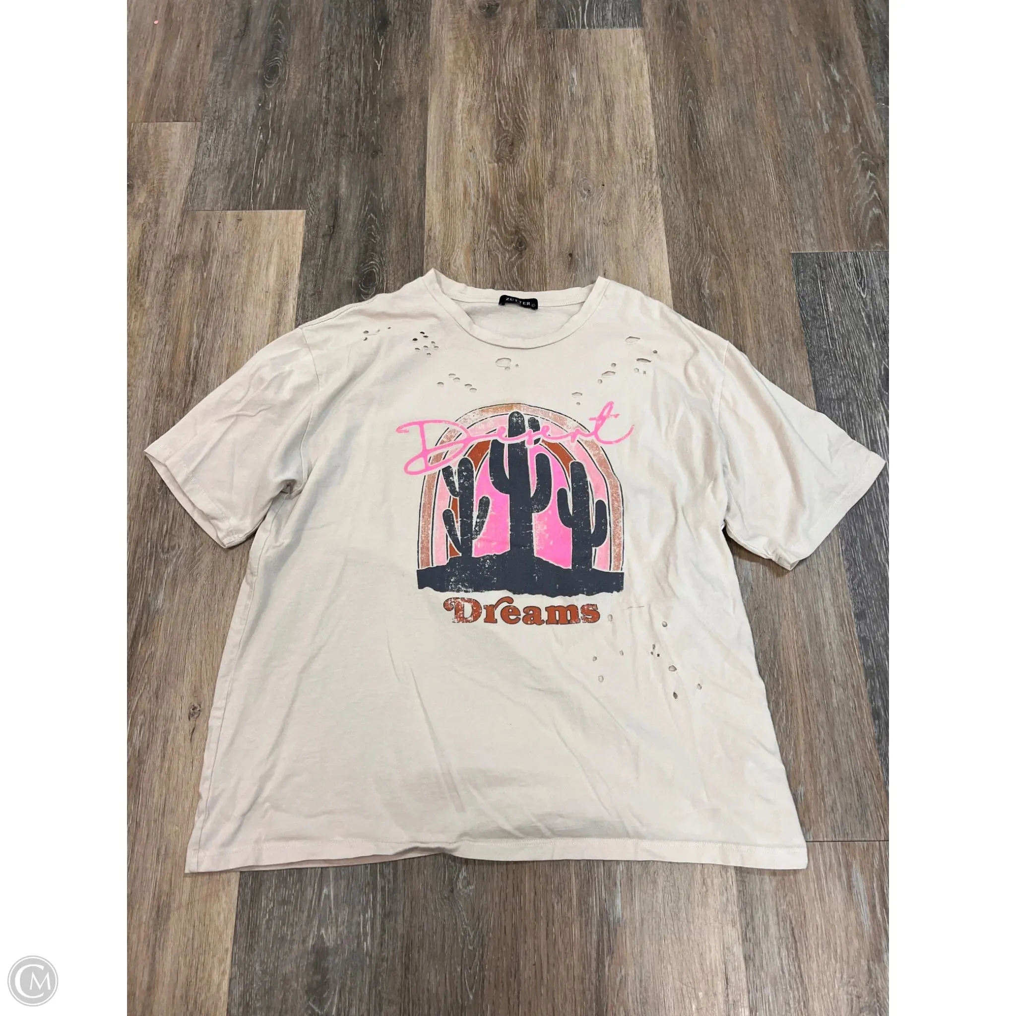 Top Short Sleeve By Zutter In Cream, Size: L Convertible Style