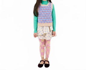 Soft and Stretchy Tapered ankle Kids Tiles Legging In Soft Pink