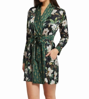 Cozy Fleece Lining Washable Silk Cover Up In Magnolia Print
