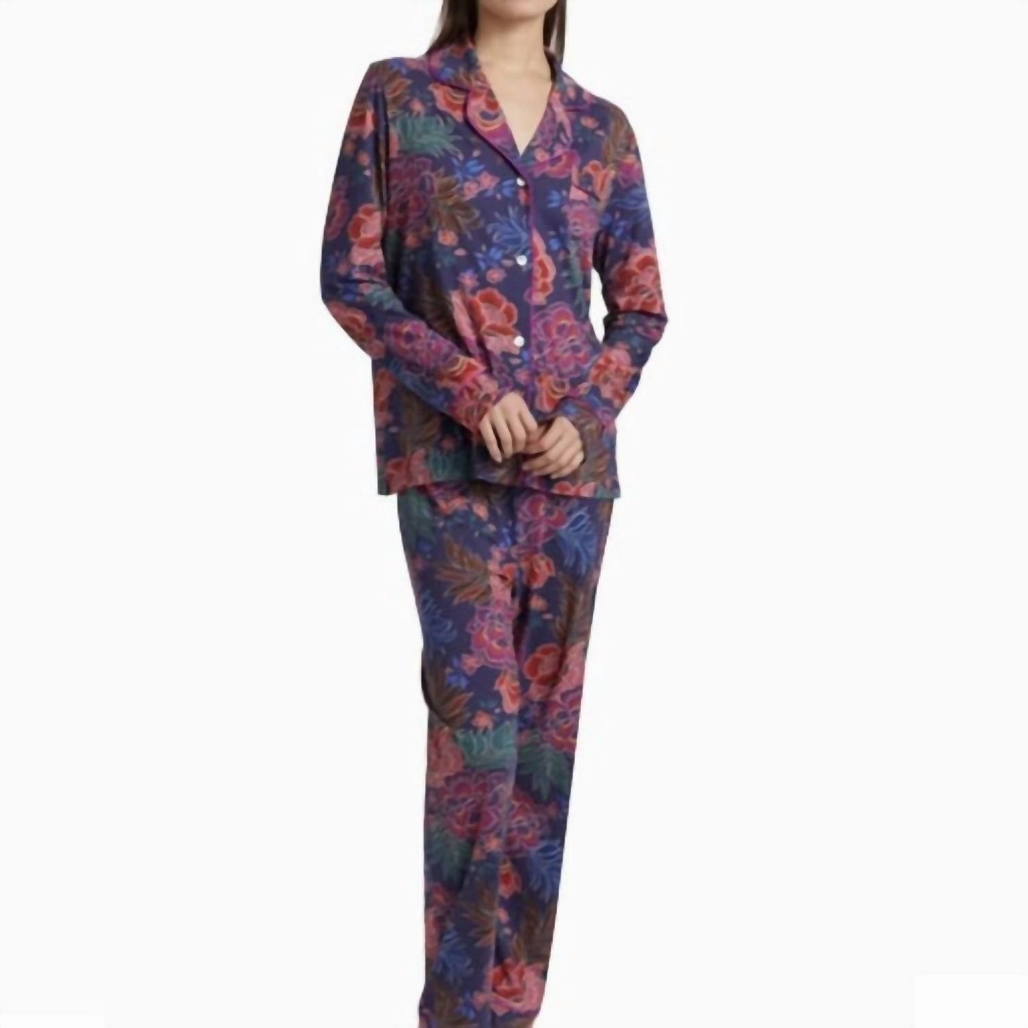 Carly Pj Set In Ettas Garden Microfiber Material