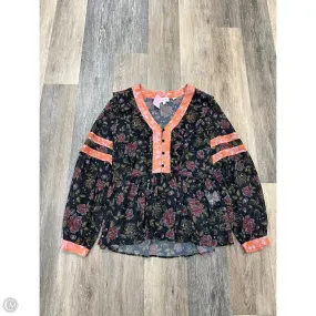 StretchFit Design Blouse Long Sleeve By Laia In Floral Print, Size: L