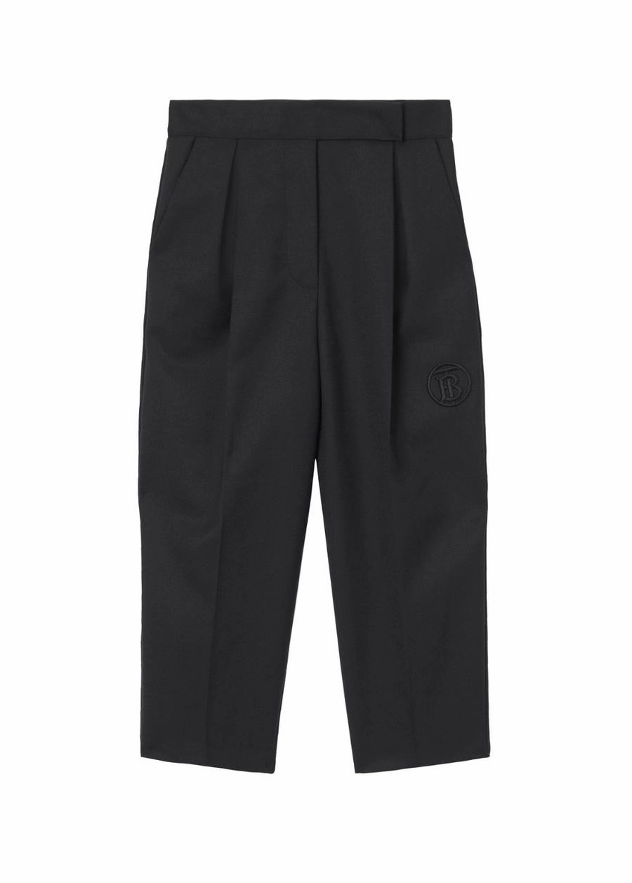 Burberry Kids Liza Monogram Motif Wool Blend Trousers Core Essential Air Flow