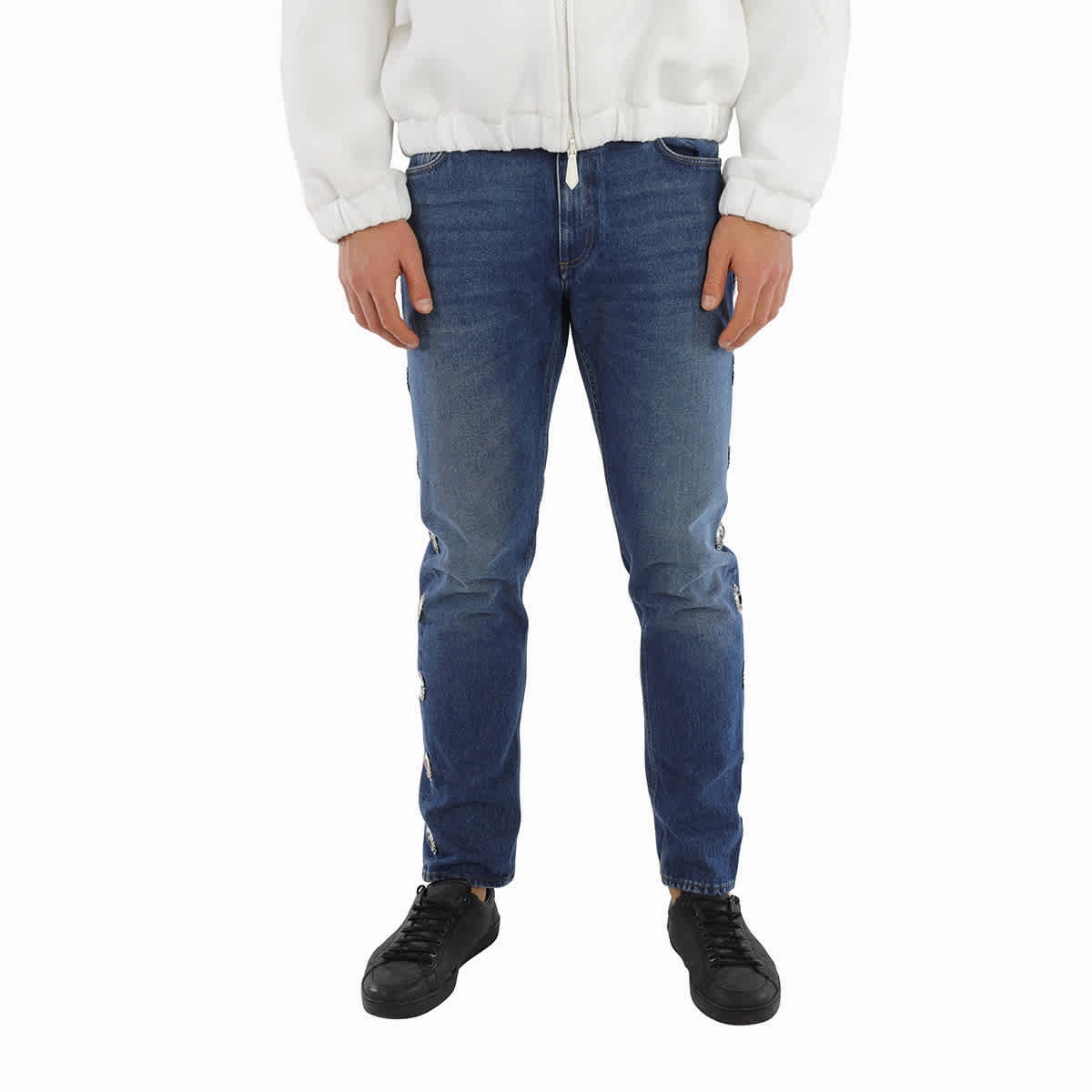 Textured Smart Casual Road Trip Soft Date Night Street Fashion Burberry Vintage Blue Straight Leg Cotton Denim Jeans