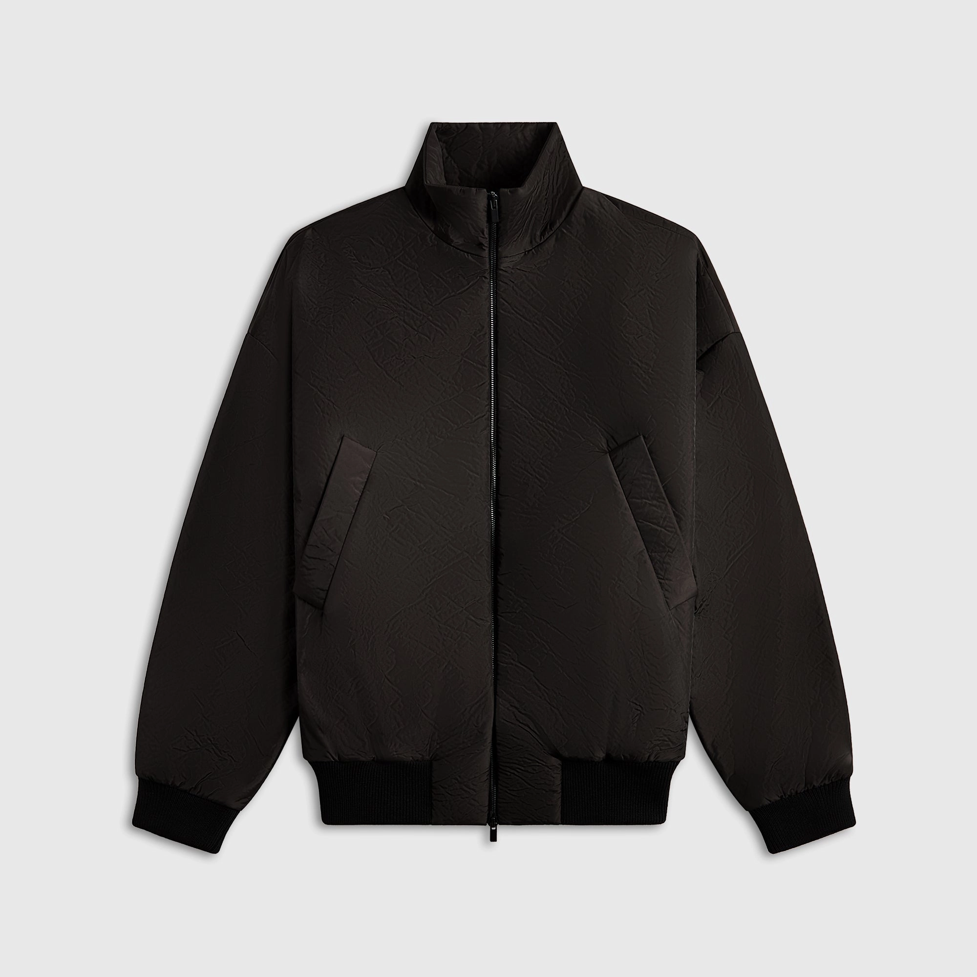 Windproof Hood Touchscreen Compatible Cuffs Fear of God High Neck Track Jacket - Black