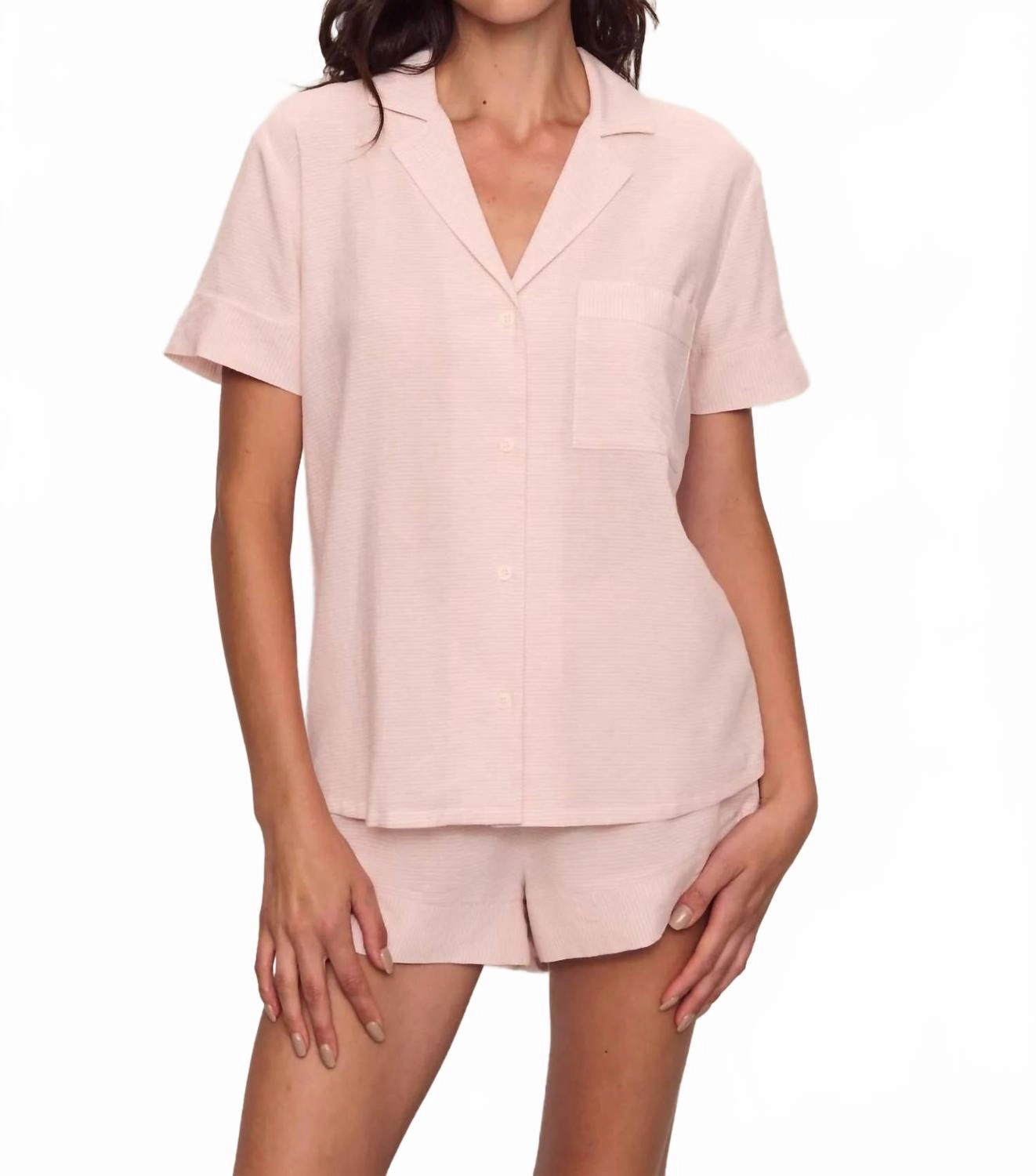 Convertible Features Nautico Shortie Pajama Set In Feeder Stripes