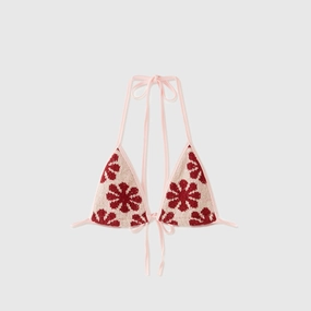 Refreshing Style Thermal Bonded Seams Asta Resort Lio Jacquard Bikini Top - Pink Delilah