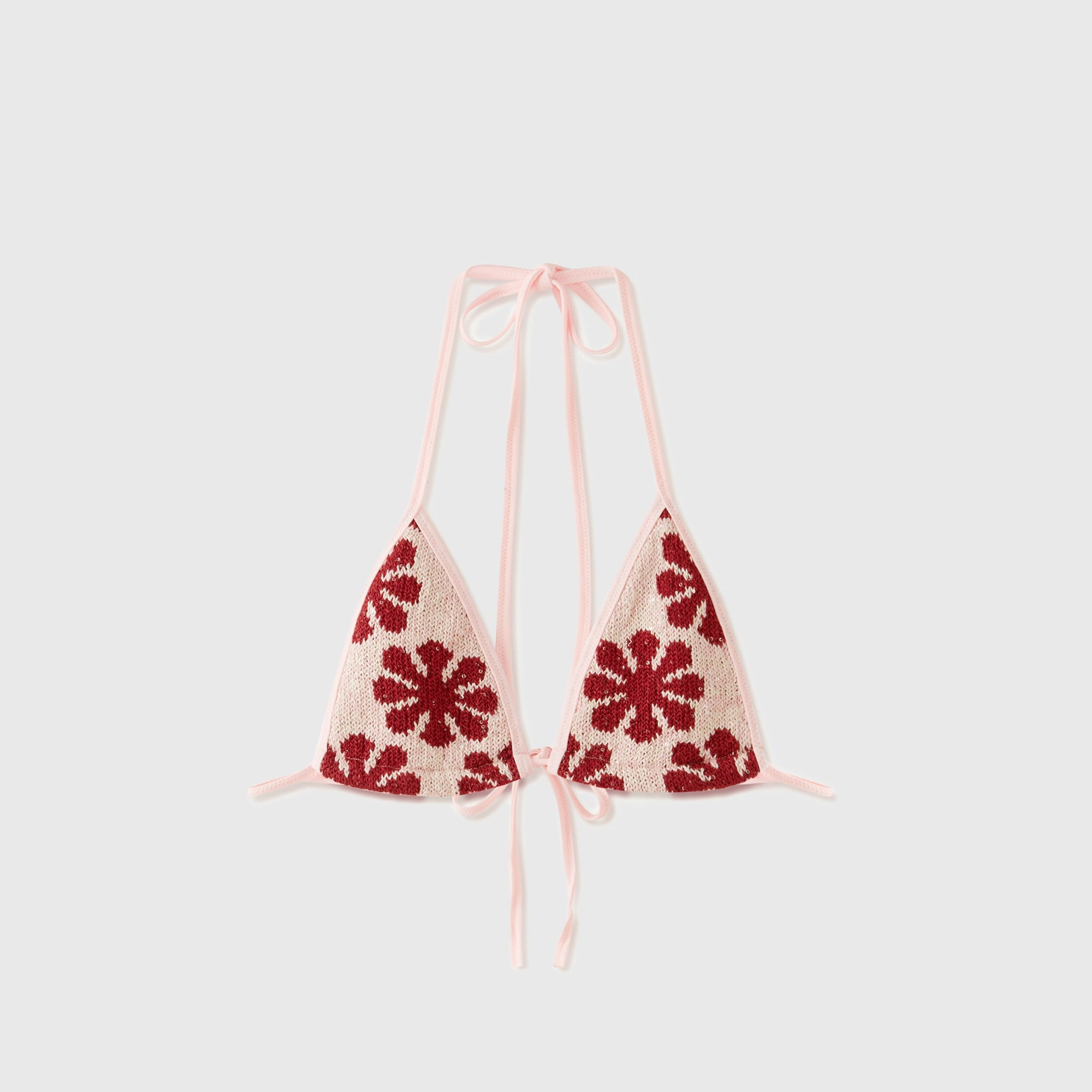 Asta Resort Lio Jacquard Bikini Top - Pink Delilah Contrast-Trim