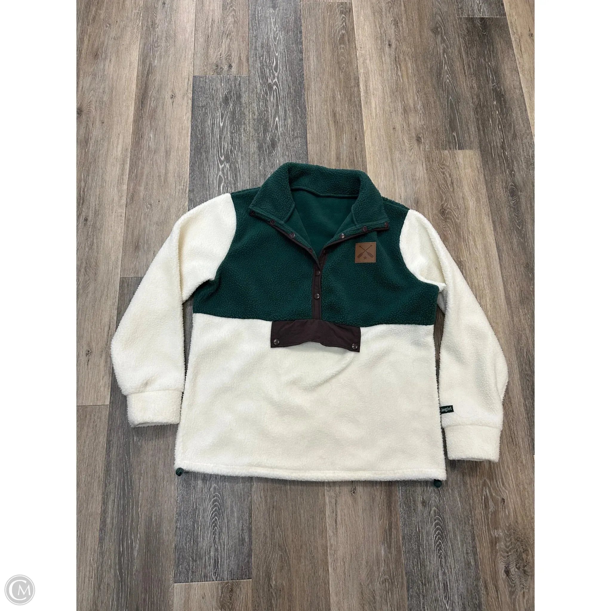Athletic Fleece By Lakegirl In Green & White, Size: L Flexible Hemline Fashionable Style