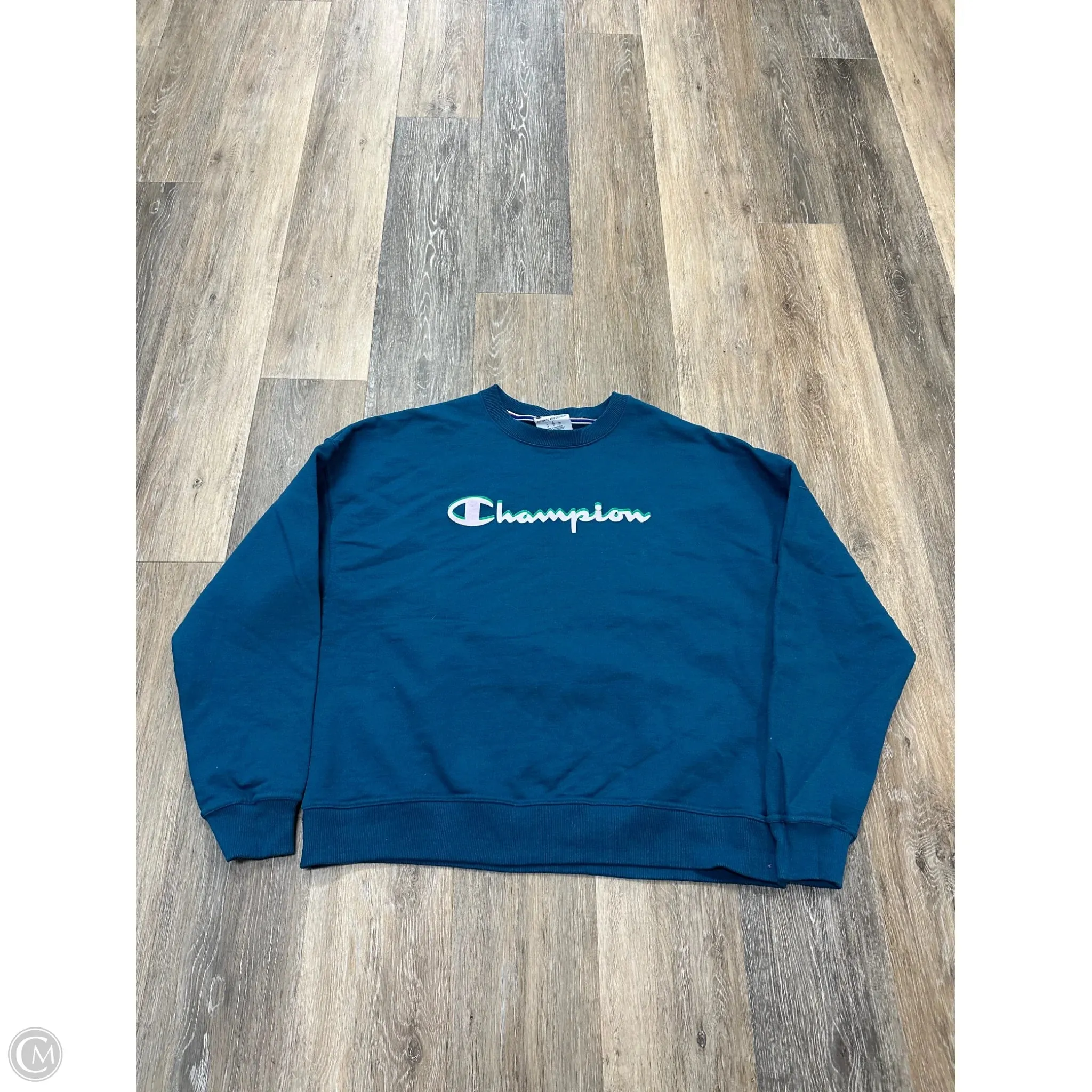 Athletic Sweatshirt Crewneck By Champion In Blue, Size: L RecycledPolyesterBlend
