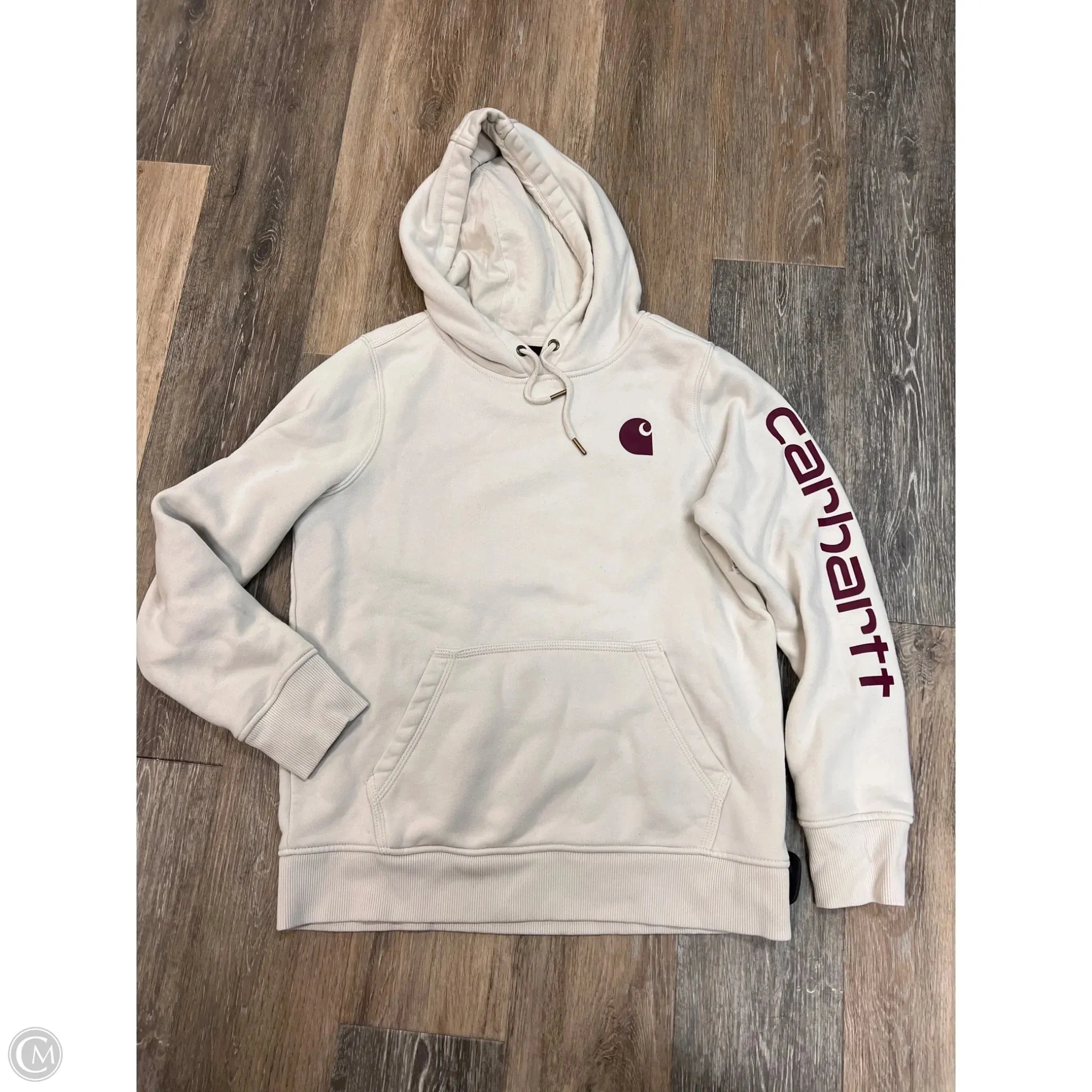 Athletic Sweatshirt Hoodie By Carhartt In Cream, Size: M Non Restrictive Fit