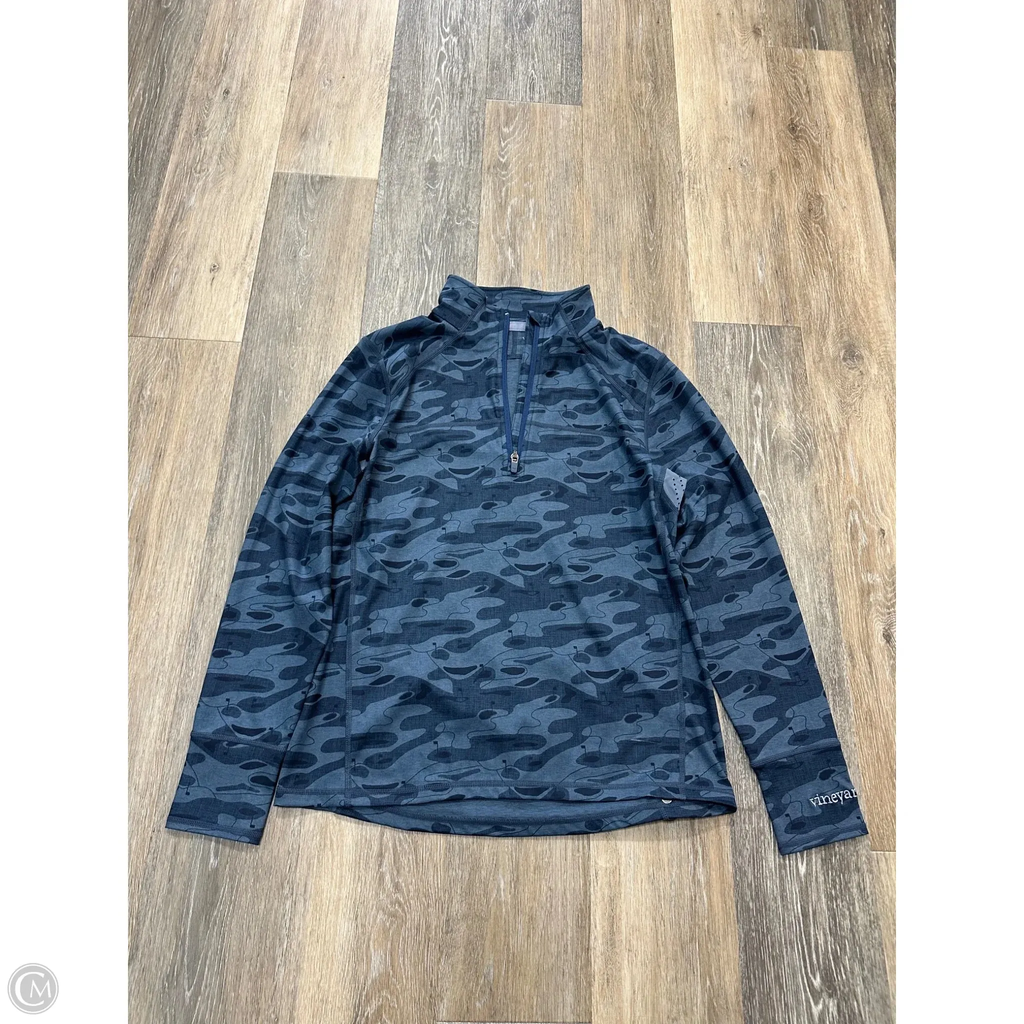 Snag Resistant Fabric Trendy Sweater Athletic Top Long Sleeve Collar By Vineyard Vines In Blue, Size: S