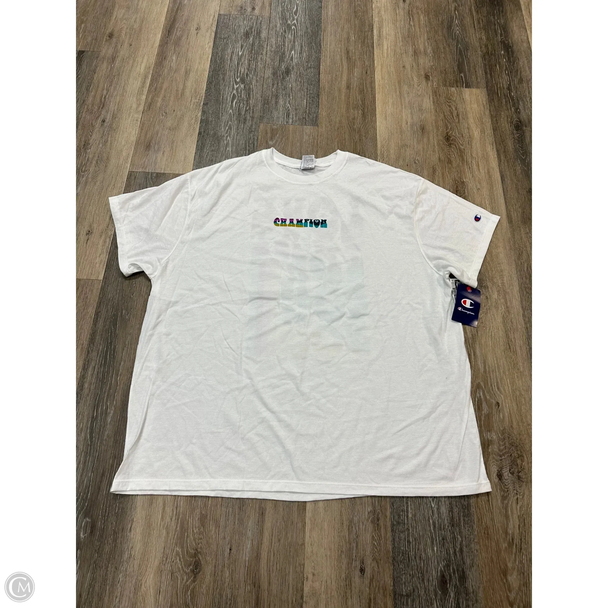 Stylish Dress Athletic Top Short Sleeve By Champion In White, Size: 2x
