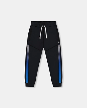 Athletic Pants Blue And Black Simple Fit