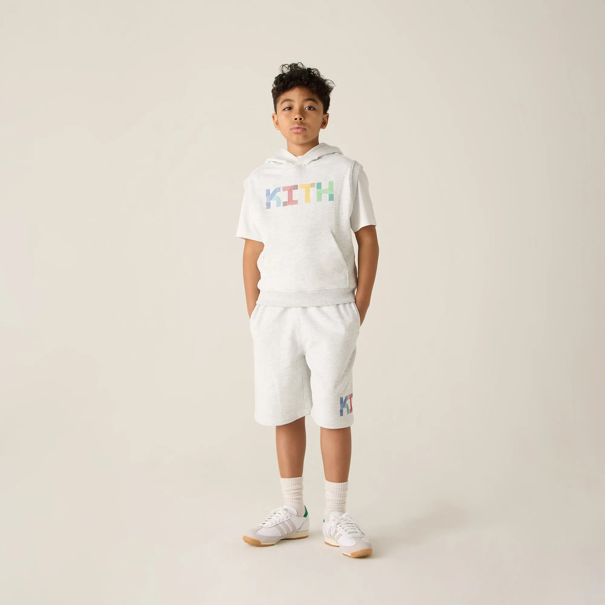 product bow cuteness Outdoor Fit Kith Kids Pathways Sleeveless Hoodie - Light Heather Grey