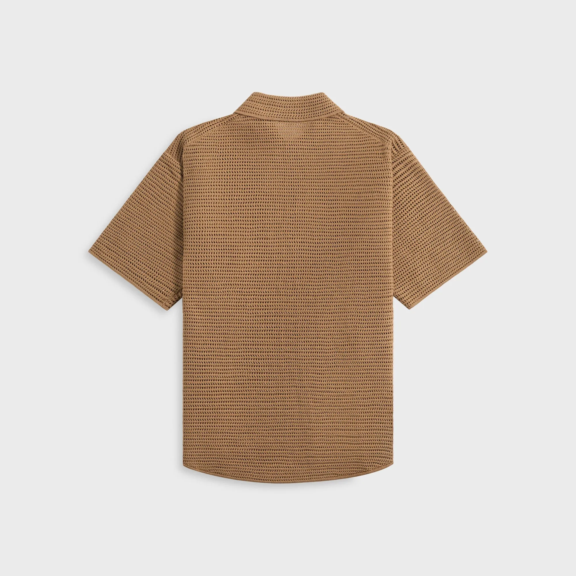 Essential Wardrobe Chic Design Auralee Cotton Mesh Knit Half Sleeved Shirt - Khaki Brown