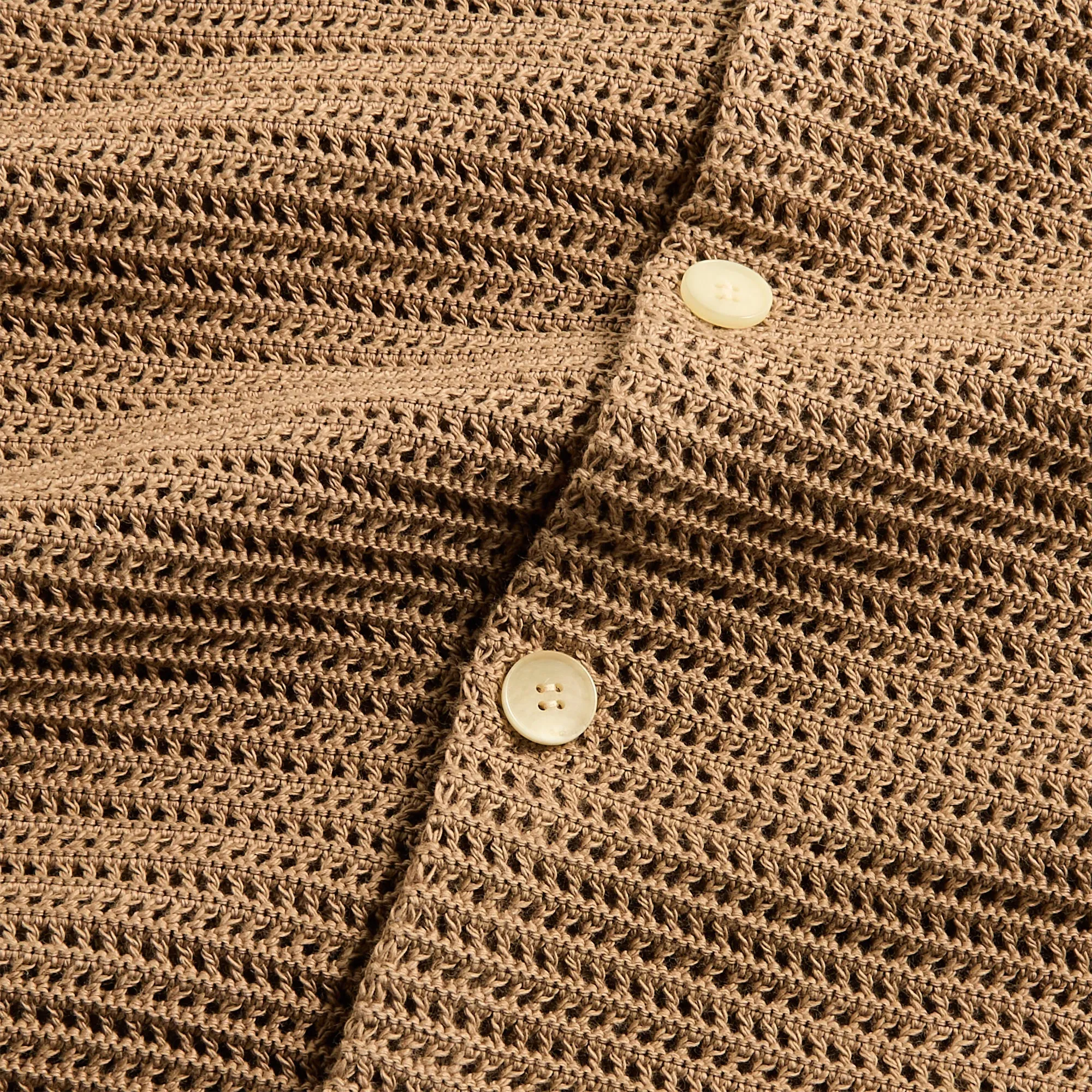 hypoallergenic material Auralee Cotton Mesh Knit Half Sleeved Shirt - Khaki Brown