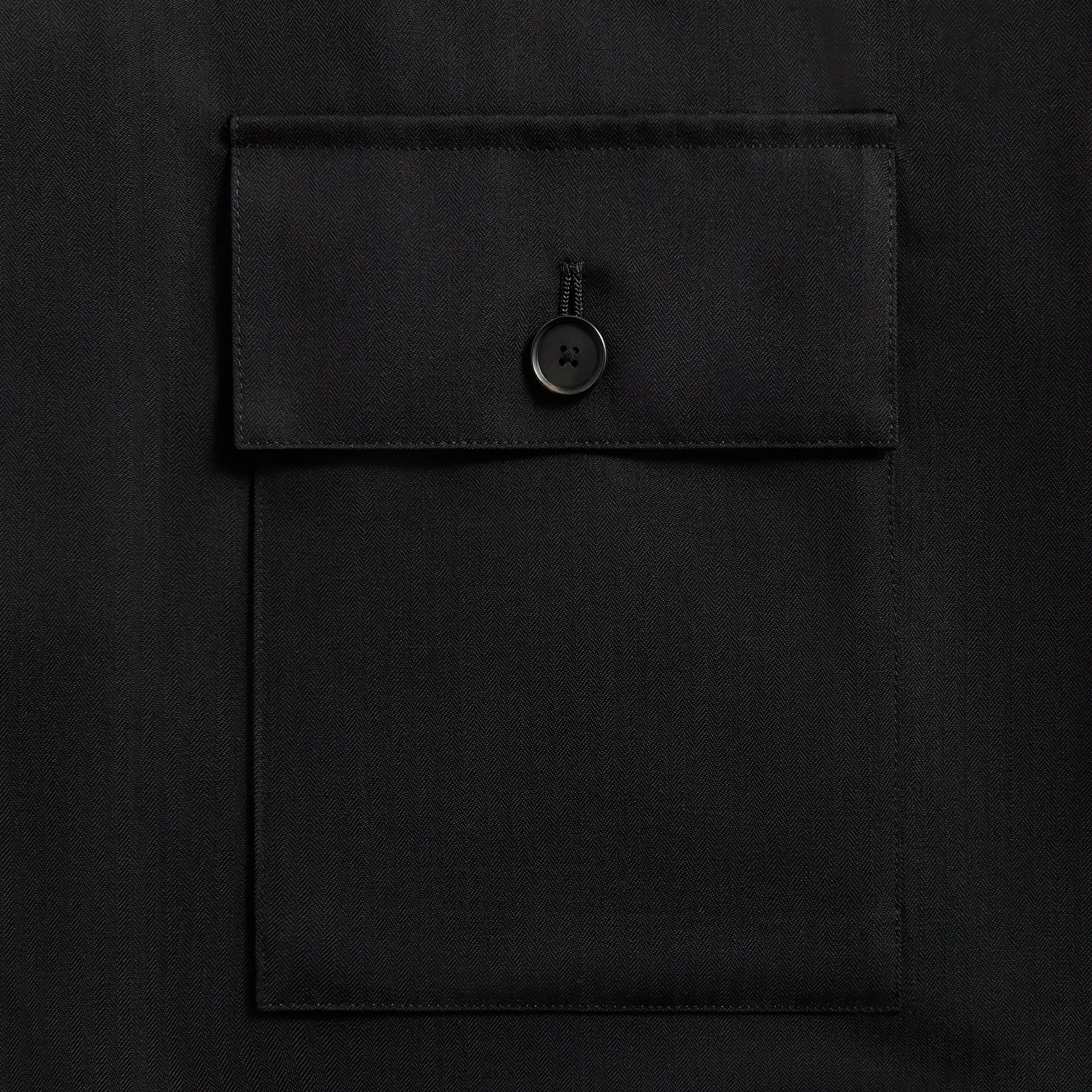 Cooling Mesh Lining Auralee Wool Herringbone Over Shirt - Black