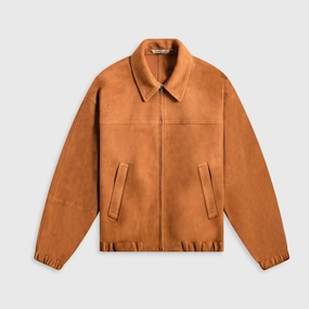 Auralee Lamb Suede Zip Blouson - Camel Anti Slip Cuffs