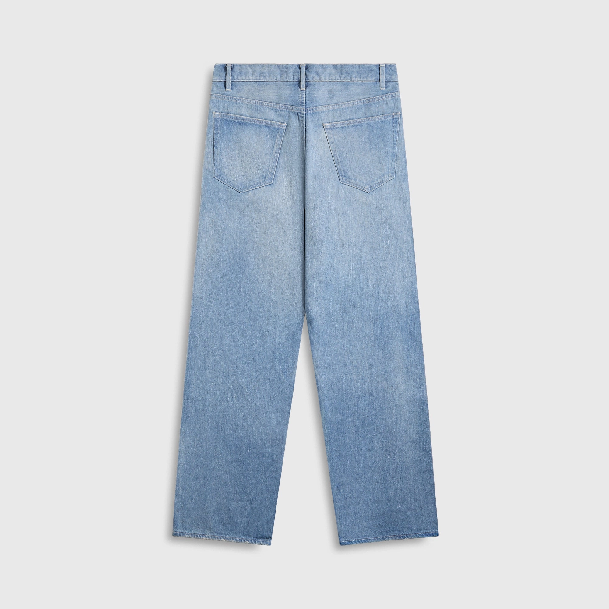 Auralee Selvedge Faded Light Denim Wide Pants - Light Indigo Abrasion Resistant Fabric Light Fabric