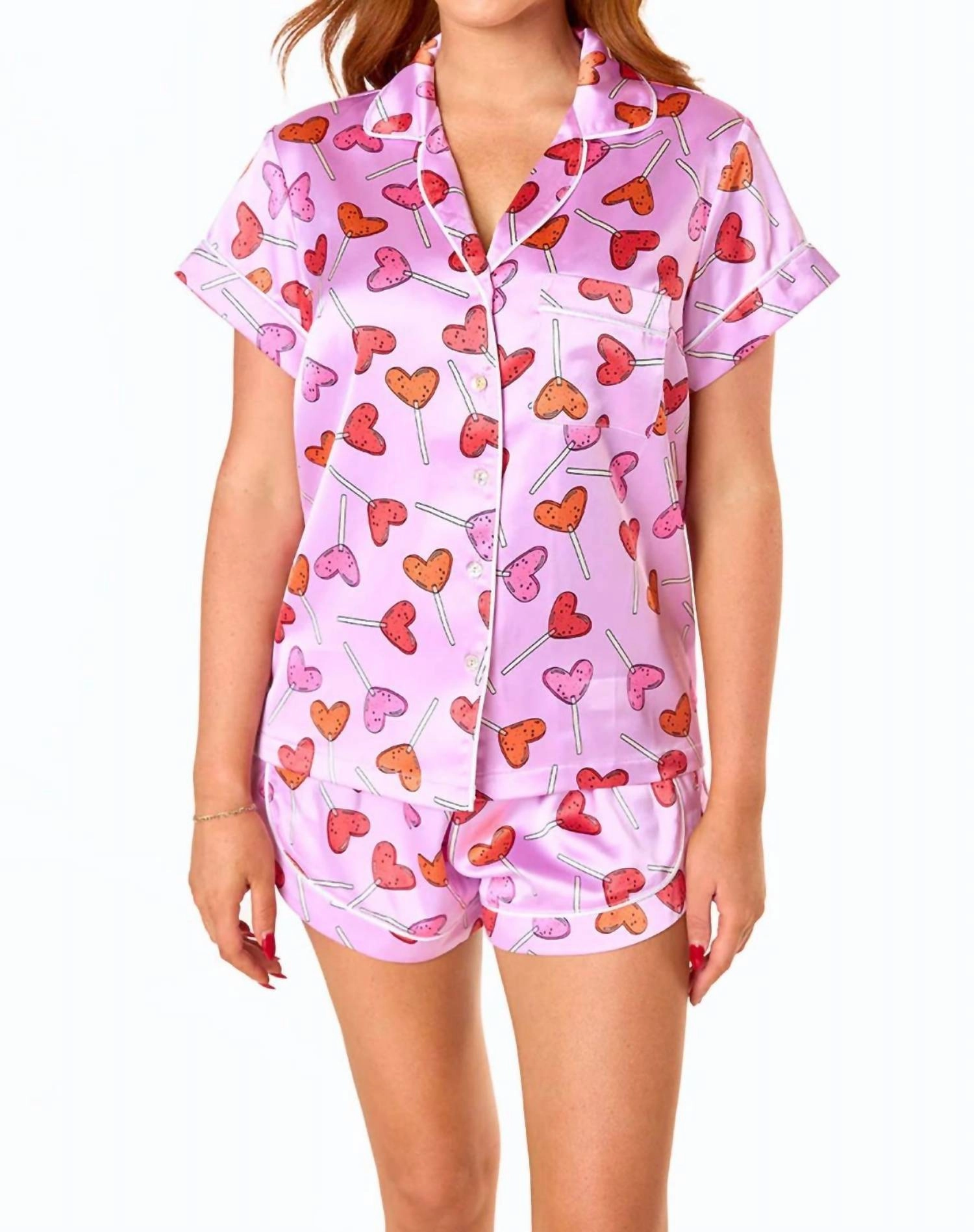 Aurora Pajama Set In Sucker For You DoubleLayered Knee Patch Wrinkle resistant fabric