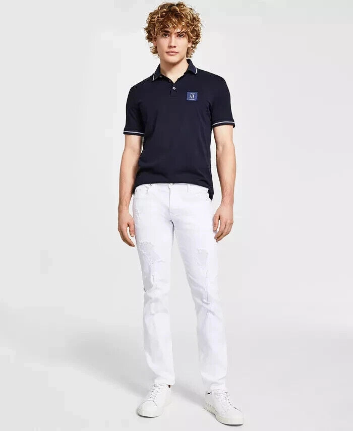 AX Armani Exchange 3RZJ13Z1AAZ1100 Jeans Men's White Core Denim Slim Fit MCWW153 Recycled Material Street Fashion