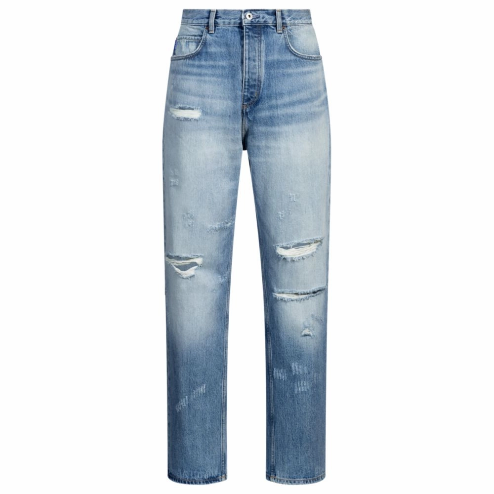Quick Dry Weave Technology easy move Baggy-fit jeans in stonewashed blue denim