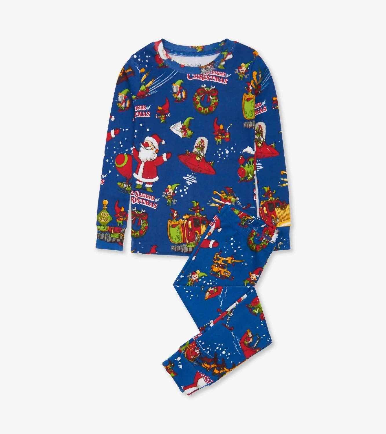 Tagless Comfort Cozy Feel Boy's 12 Sleighs Of Christmas Pajamas In Blue