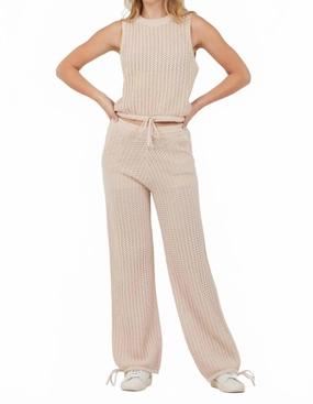 Plush Fleece Lining Bali Open Crochet Set In Beige