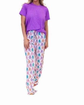 Hypoallergenic fabric Banana's Jammie Crew Neck Set In Purple