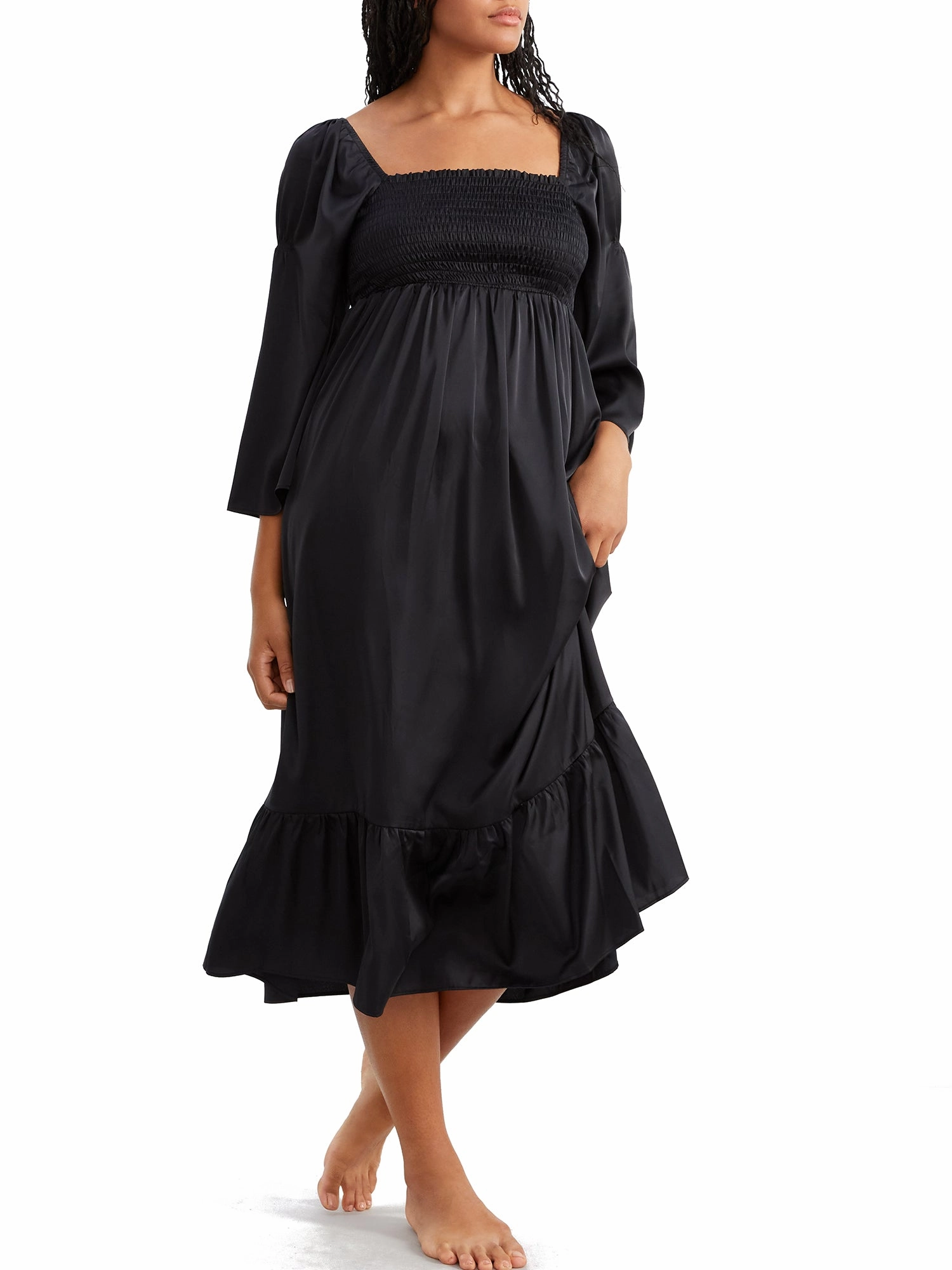Bare Women's The Elegant Satin Nightgown Minimalist Style Stretch Knit Material