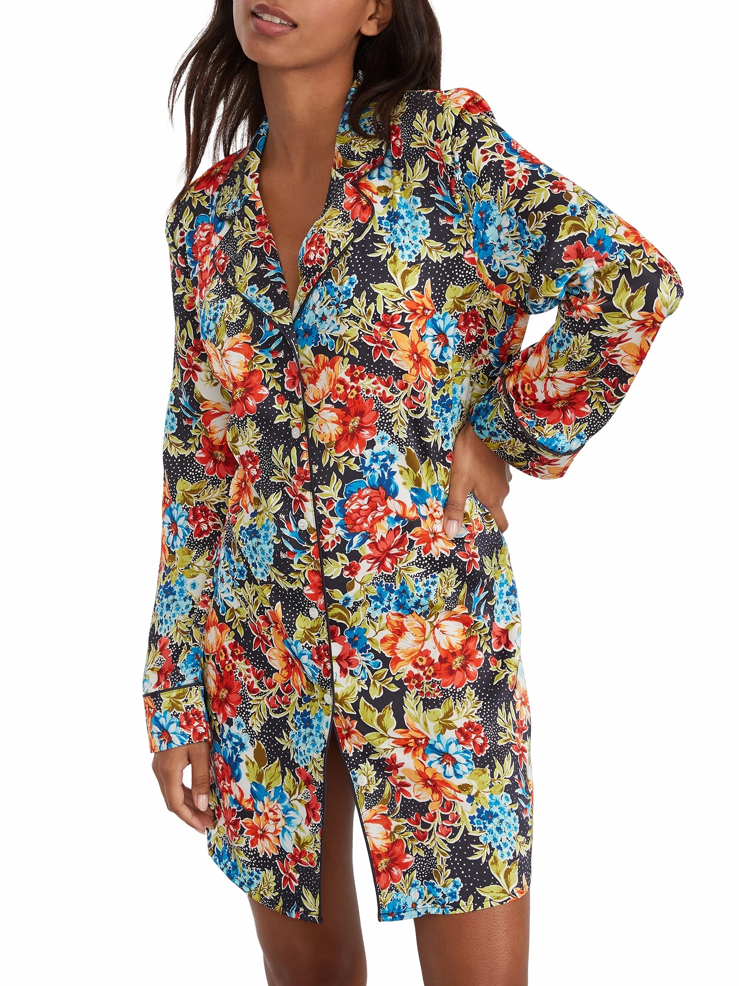 Convertible Features Bare Women's The Washed Satin Sleep Shirt