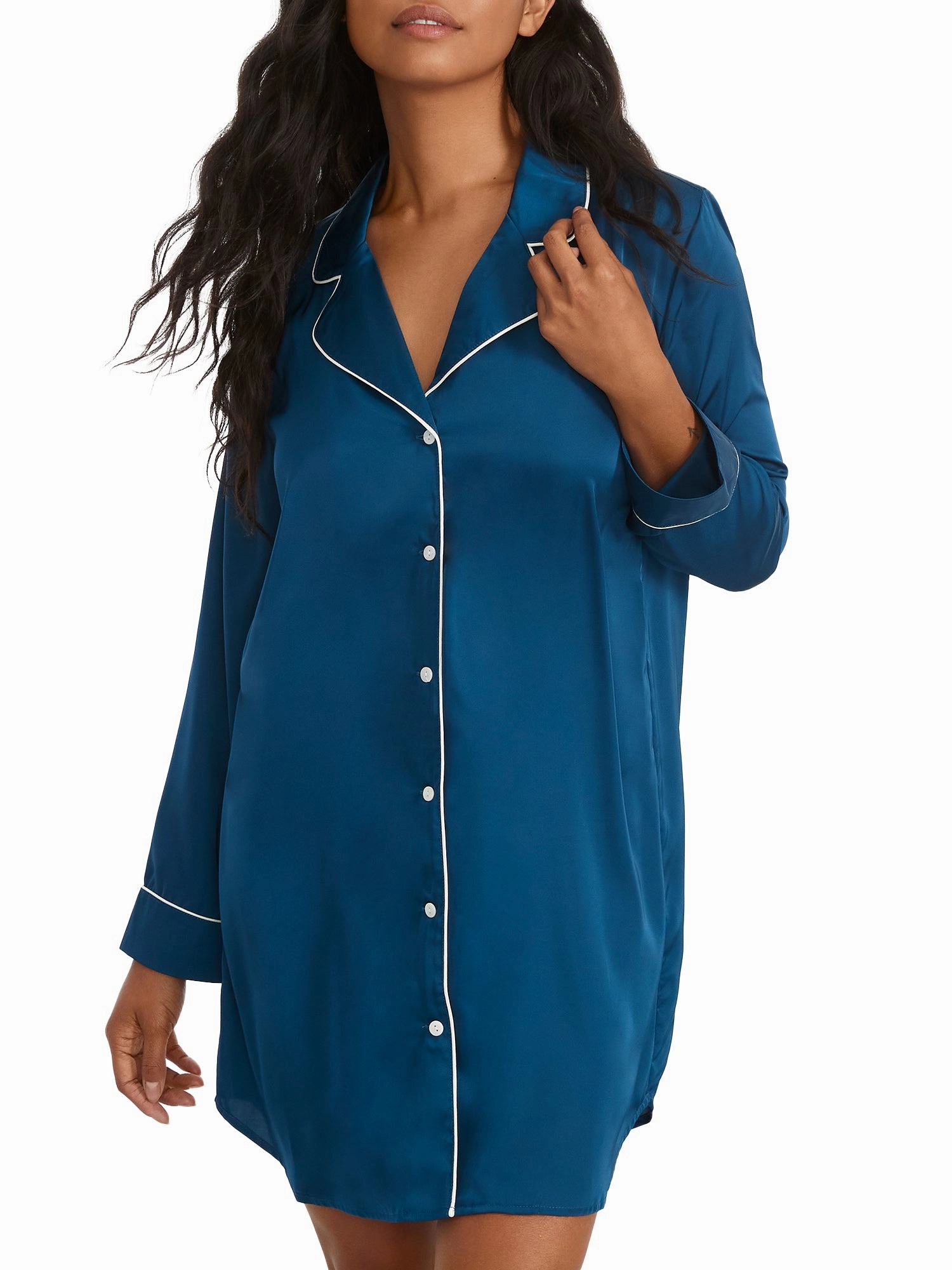 Bare Women's The Washed Satin Sleep Shirt Softened Edges