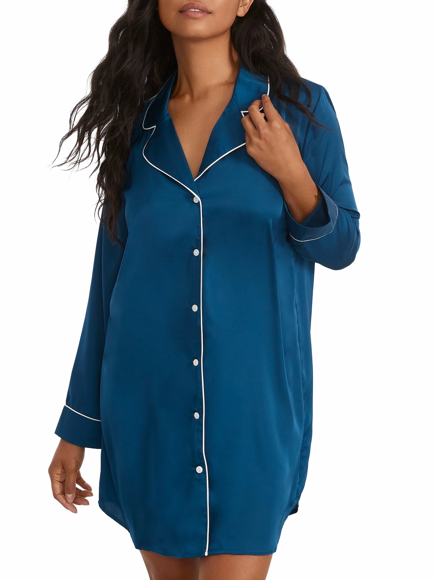 Pocket Placement AntiStatic Finish Bare Women's The Washed Satin Sleep Shirt