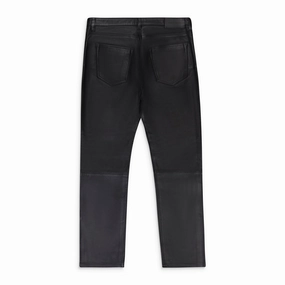 Artist Vibe Work Meeting Casual LEATHER RELAXED FIT PANT BLACK SKINNY JEANS