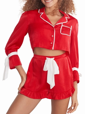 WrinkleResistant Finish Sustainable Manufacturing Beach Riot Women's Luna Aurora Woven Short Pajama Set