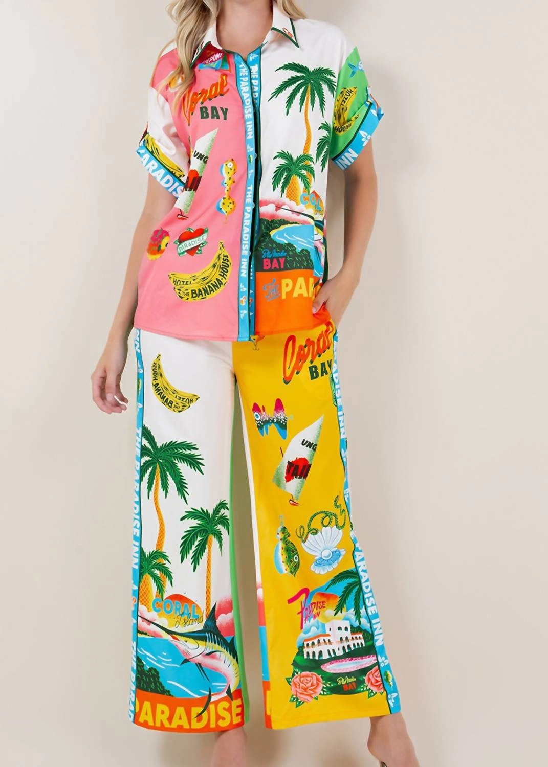 AntiPill Fabric Beach Vacation 2-Piece Set In Black