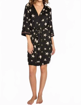 Bed Time Stories Sleepwear Robe In Slate No Slip Grip Adjustable Drawcord