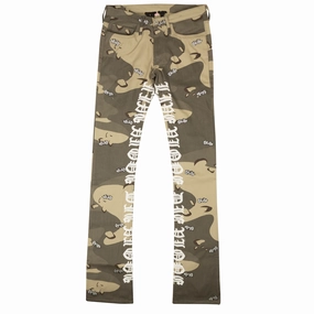 Relaxed Style Outdoor Enthusiast Evening Stroll Relaxed Taper Beige Green Desert Camo Dice 5 Pocket Jeans